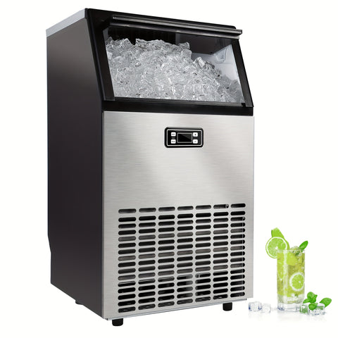 Commercial Ice Maker Machine - 100lbs/24H Ice Production Under Counter Ice Maker, Self-Cleaning, 24 Hour Timer Stainless Ice Maker with 33lbs IceS