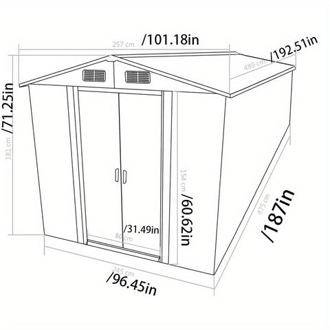 Garden Shed 101.2"x192.5"x71.3" Metal Anthracite