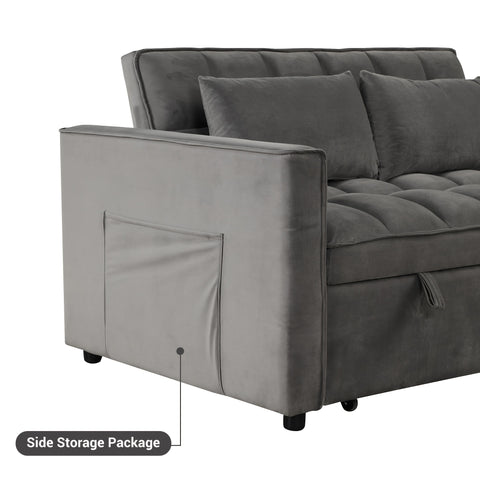 Loveseat Sofa Bed With Reclining Backrest - Spacious Storage Pockets, Plush Fabric Upholstery, Includes Toss Pillows - Modern Space-Saving Lounge Furniture For Living Room