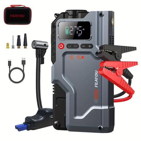 Jump Starter With Air Compressor, 5 In 1 Function Jump Box 2500A Peak 150PSI Jump Starter Battery Pack With Digital Tire Inflator, Car Battery Charg