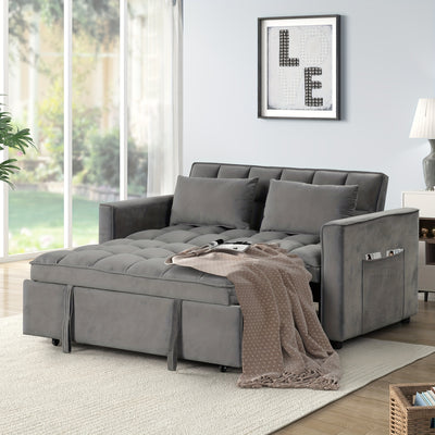 Loveseat Sofa Bed With Reclining Backrest - Spacious Storage Pockets, Plush Fabric Upholstery, Includes Toss Pillows - Modern Space-Saving Lounge Furniture For Living Room