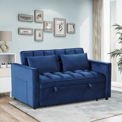 Loveseat Sofa Bed With Reclining Backrest - Spacious Storage Pockets, Plush Fabric Upholstery, Includes Toss Pillows - Modern Space-Saving Lounge Furniture For Living Room