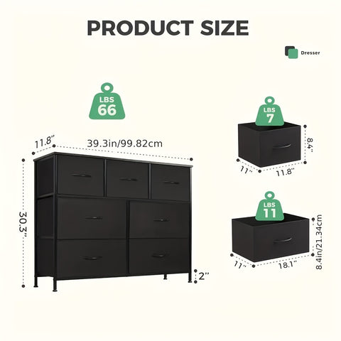 7-Drawer Fabric Storage Tower Dresser - Sturdy Floor-Mounted