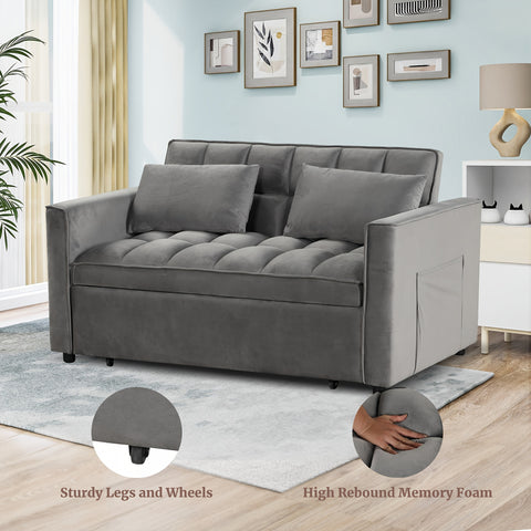 Loveseat Sofa Bed With Reclining Backrest - Spacious Storage Pockets, Plush Fabric Upholstery, Includes Toss Pillows - Modern Space-Saving Lounge Furniture For Living Room