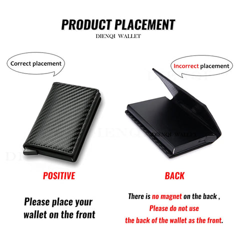 Carbon Fiber Slim Aluminum Men Wallet ID Credit Card Holder Mini RFID Wallet Automatic Pop up Bank Card Case Black Vallet 2023