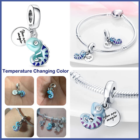 925 Sterling Silver Chameleon Luminous Firefly Butterfly Charms Beads Fit Pandora 925 Original Bracelets Fine DIY Jewelry Making