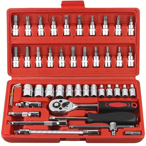 46pcs Socket Ratchet Wrench Set - Powerful 1/4 Inch Drive, Versatile Socket Ratch