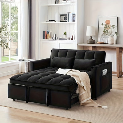 4-Inch Double Size Plus Sofa Bed with Armrest and Storage Bag - Multifunctional Foldable with Adjustable Backrest and Pillow, Luxurious Silk Upholstery, Perfect for Apartments or Home Offices