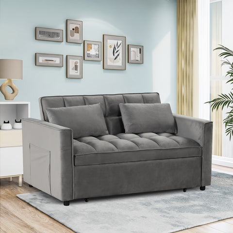 Loveseat Sofa Bed With Reclining Backrest - Spacious Storage Pockets, Plush Fabric Upholstery, Includes Toss Pillows - Modern Space-Saving Lounge Furniture For Living Room